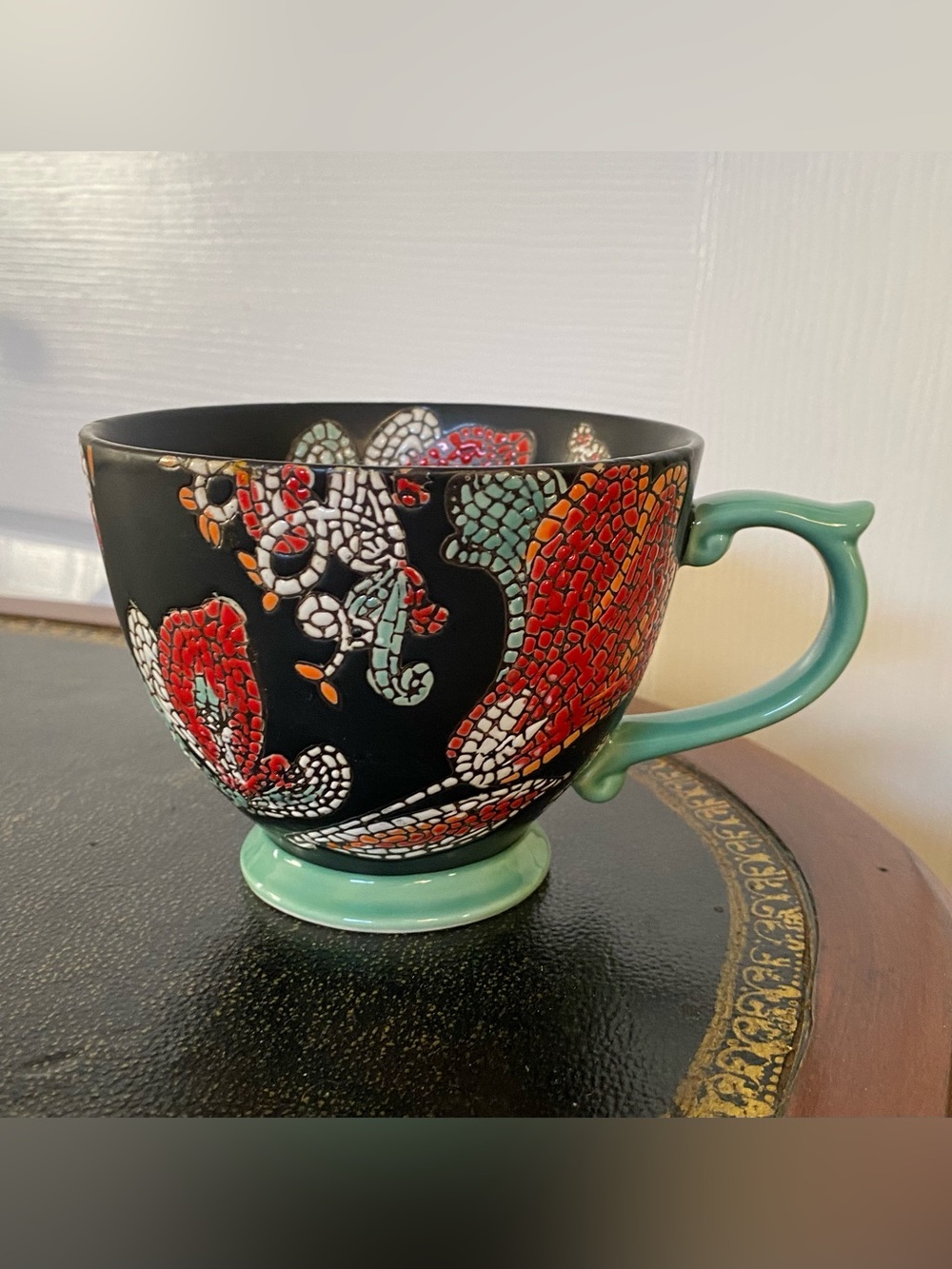 World Market Multicolor Coffee/Tea Mug Large Ceramic Mosaic Cup HandPainted